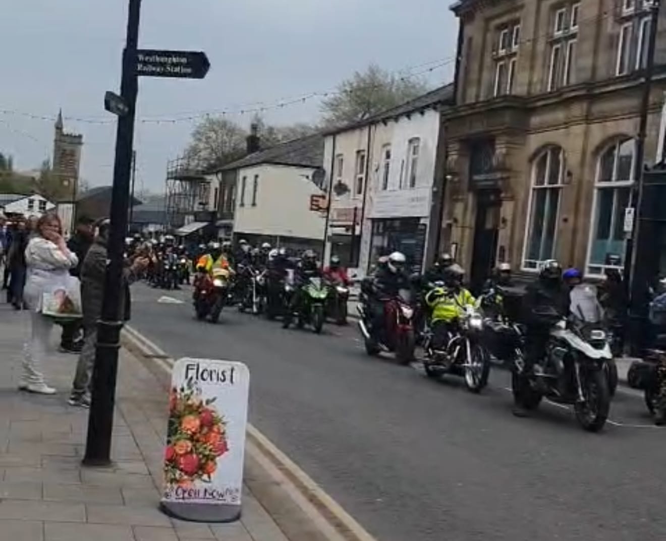 Bikers ride through Westhoughton town centre 