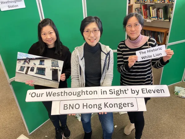 Po Ling, Olivia and Annie from Westhoughton's Hong Kong community 