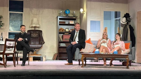 Left to right: Felix (Ciaran Travis), Oscar (Wayne Lythgoe), Cecily Pigeon (Jennel Unsworth), and Gwendolyn Pigeon (Charlotte Carroll). Image Credit: Gary Clee.